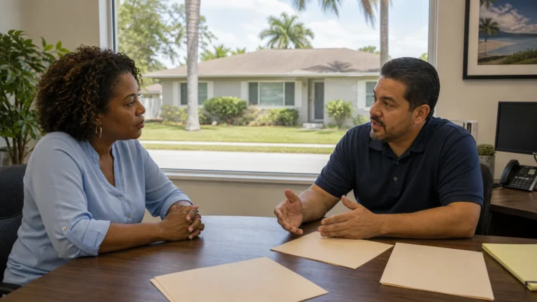 Homeowner meeting with an insurance agent about Citizens coverage
