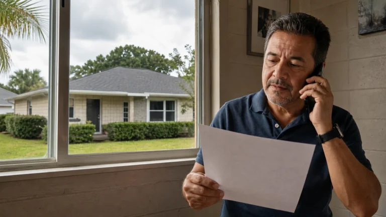 Homeowner on the phone reviewing a nonrenewal letter