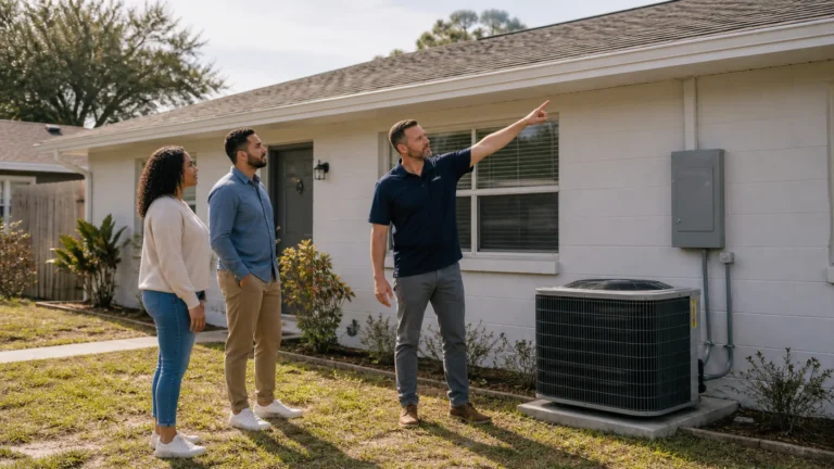 Buyers touring a Florida home with a real estate agent