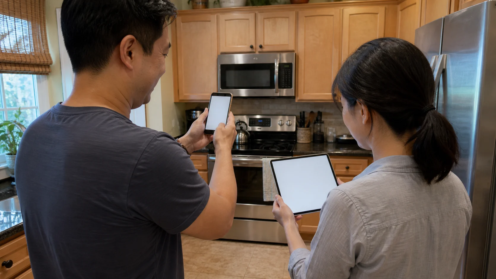 A young diverse couple documenting ordinary household systems