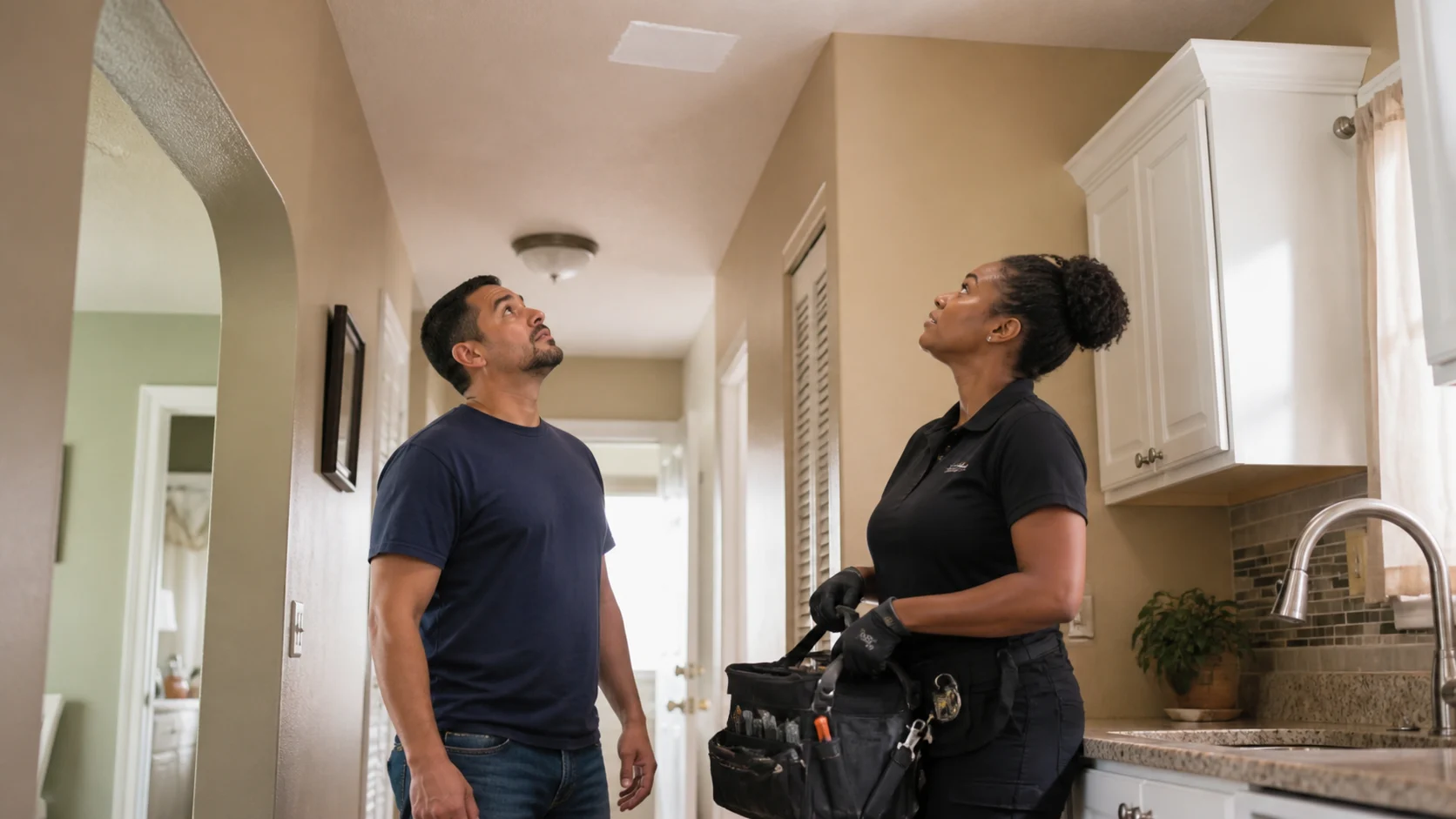 A diverse Florida household reviewing a home-maintenance checklist